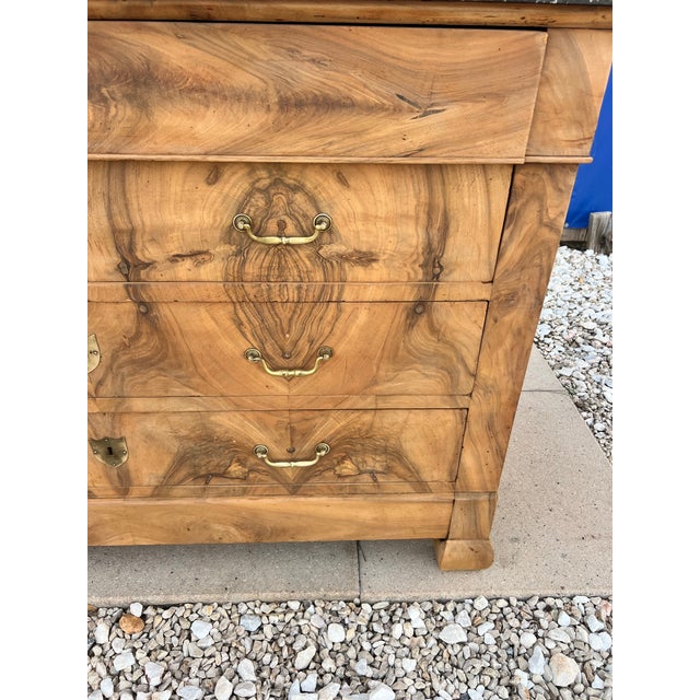 Louis Philippe French 19th Century Louis Philippe Bleached Solid Walnut Marble Top Commode For Sale - Image 4 of 12