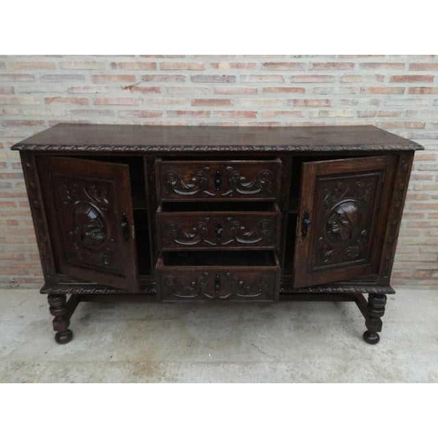 Late 19th Century Renaissance Spanish Buffet with Two Doors, Three Drawers For Sale - Image 9 of 18
