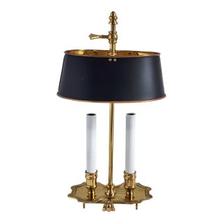 Vintage French Bouillote Brass & Tole Table Lamp For Sale