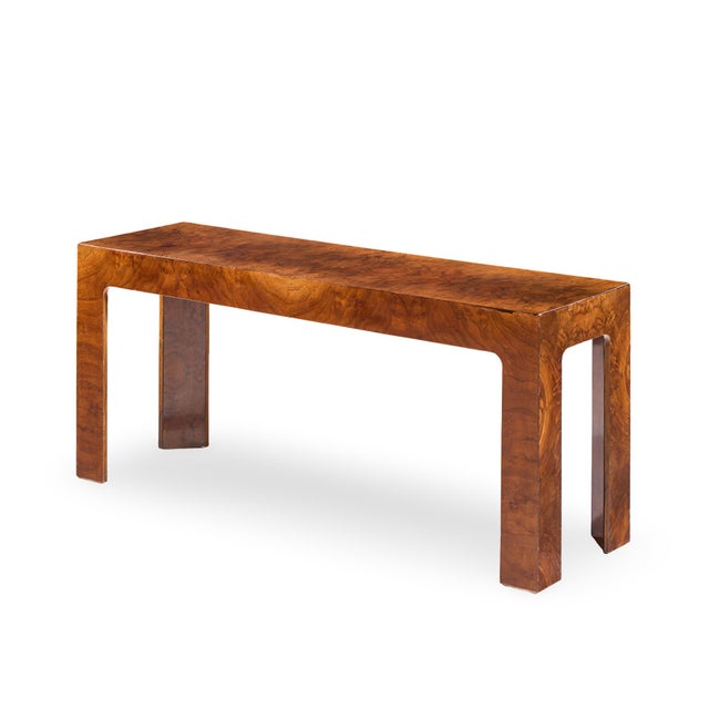 Mid-Century Modern Milo Baughman Style Mid Century Burlwood Console Table For Sale - Image 3 of 8