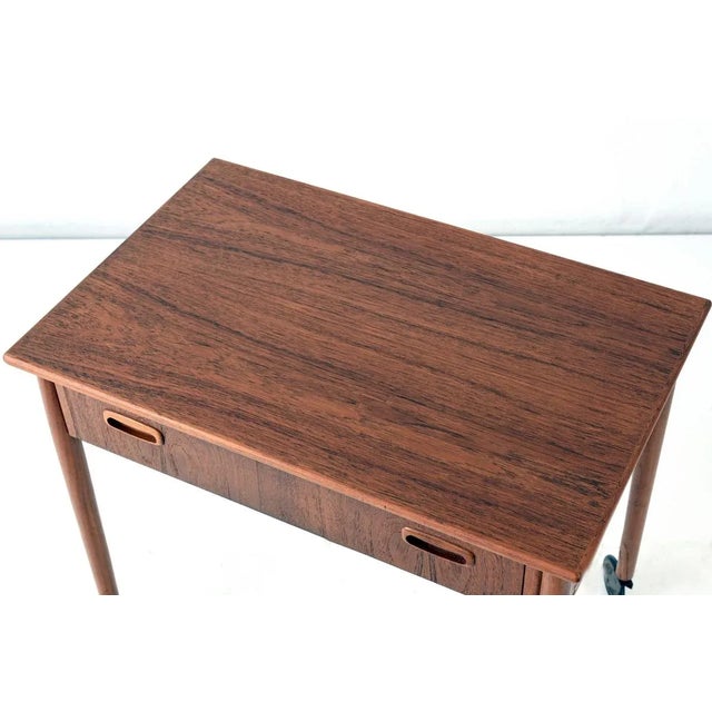 Wood Danish Sewing Box on Castors, 1960s For Sale - Image 7 of 9