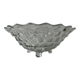 Mid Century Fostoria "American" Clear Glass Three-Foot Bowl For Sale