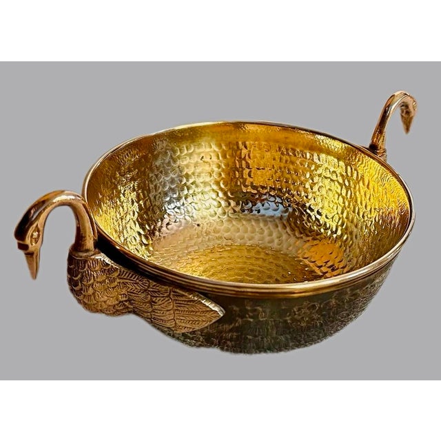 Art Deco Vintage Solid Brass Swan Bowl For Sale - Image 3 of 11