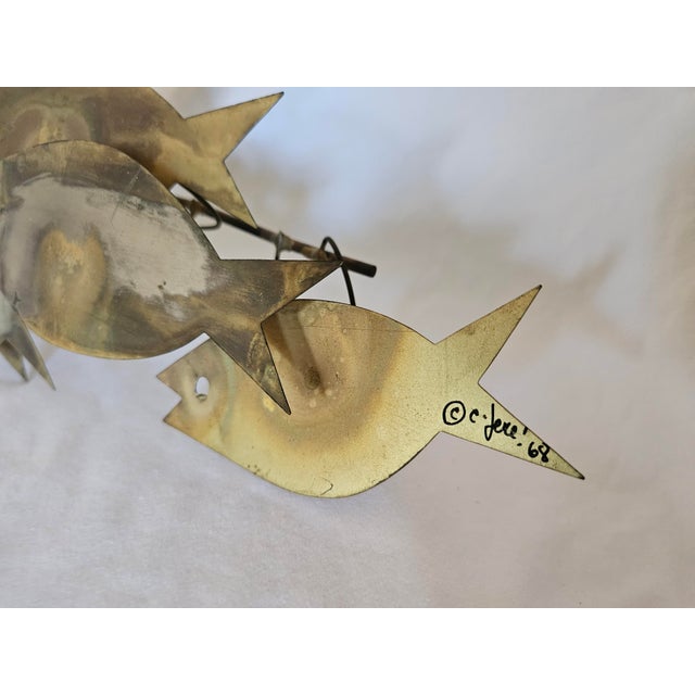 Brutalist 1960s Curtis Jere' Original Brutalist Metal Fish School Wall Sculpture Signed For Sale - Image 3 of 4