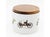 Set of 4 fine ceramic, wood and leather tobacco/other containers with multicolred printed decoration. The boxes were made...