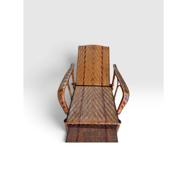 Antique Belgian Vannerie St. Jacques Handwoven Wicker Reclining Armchair With Pull-Out Footrest, C. 1900 For Sale In West Palm - Image 6 of 11