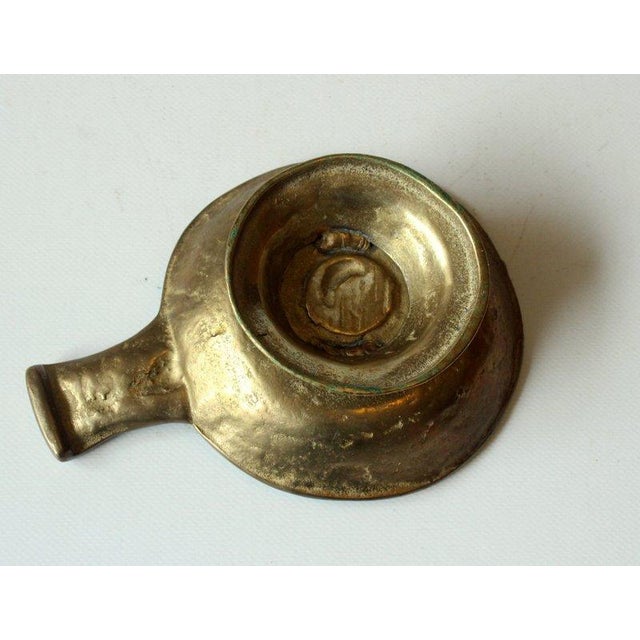 Metal 1960s - Handmade Brutalist Heavy Weight Brass Candle Stick - Vintage For Sale - Image 7 of 7