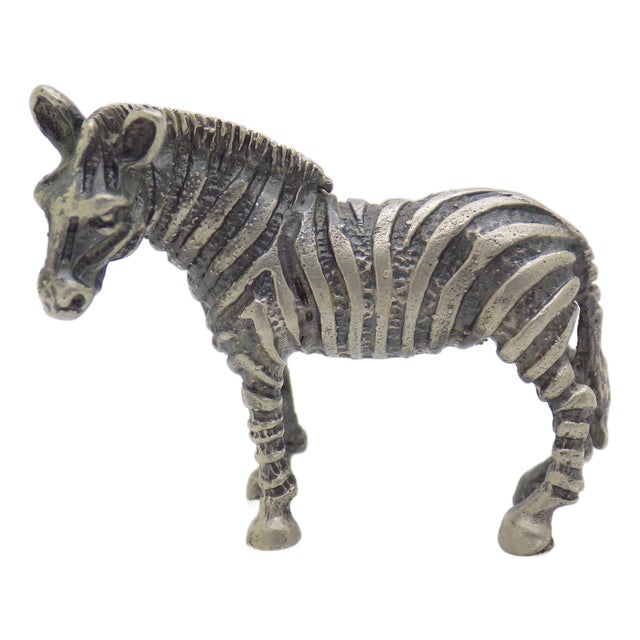 Vintage Italian Silver Detailed Zebra Figurine, 1970s For Sale