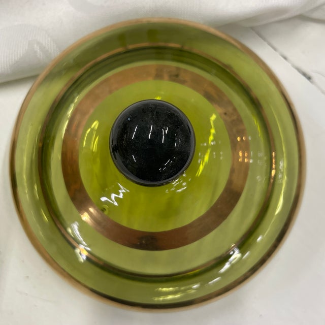 1940s Vintage European Art Glass Lidded Candy Dish For Sale - Image 5 of 7