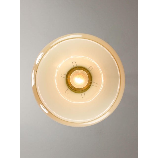 Metal Mid-Century Modern Italian Brass and Yellow Glass Pendant Lamp For Sale - Image 7 of 16