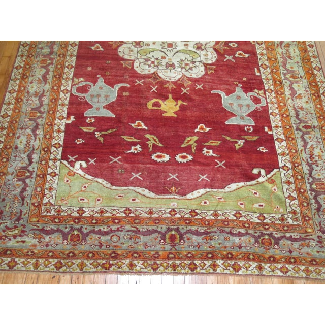 Lime Antique Zabihi Collection Fine Quality Red Turkish Oushak Rug - 7'5" x 10'6" For Sale - Image 8 of 8