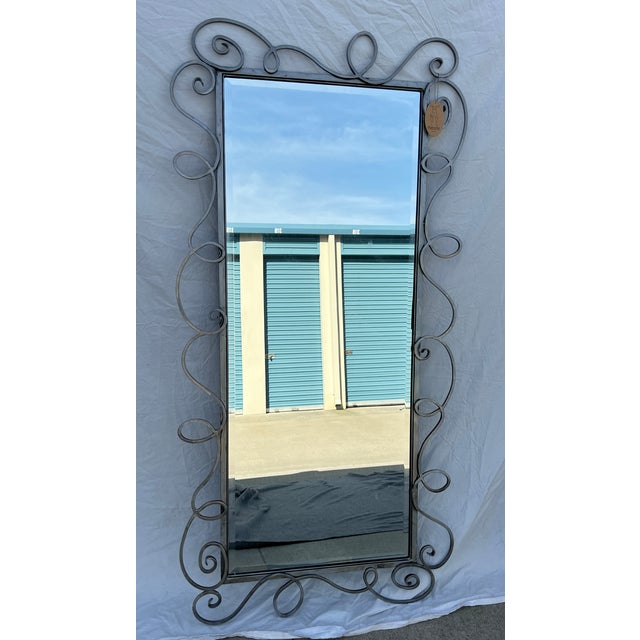 1980s 1980s Full Length Metal Mirror With Scroll Work For Sale - Image 5 of 16