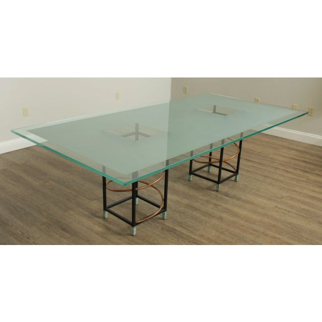 Pace Post Modern Sculptural Double Pedestal Base Glass Top Dining Table For Sale In Philadelphia - Image 6 of 13