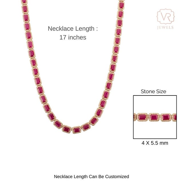 1980s Inspired 27.47 Ct Ruby Statement Necklace With Diamonds in 14k Solid Gold For Sale - Image 11 of 15