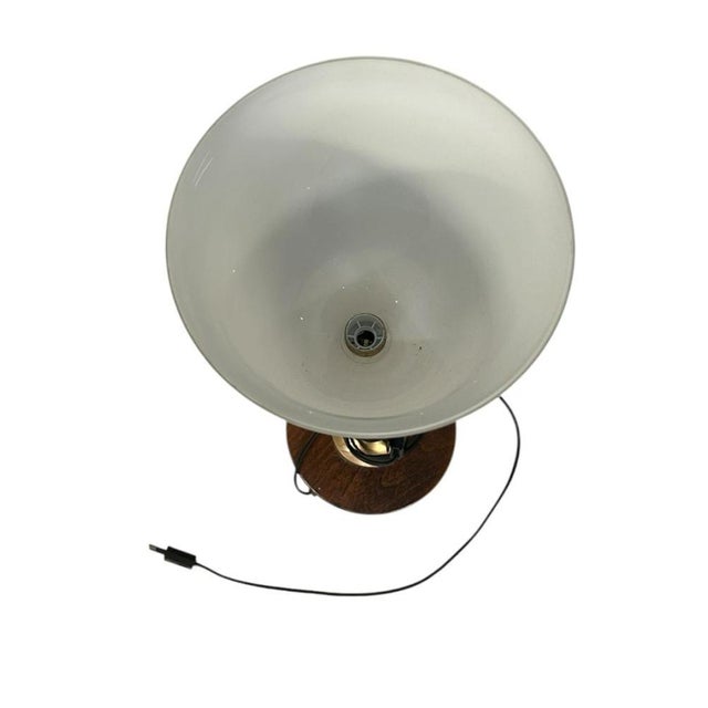 Art Deco Table Lamp in Glass and Walnut, 1930 For Sale - Image 3 of 7