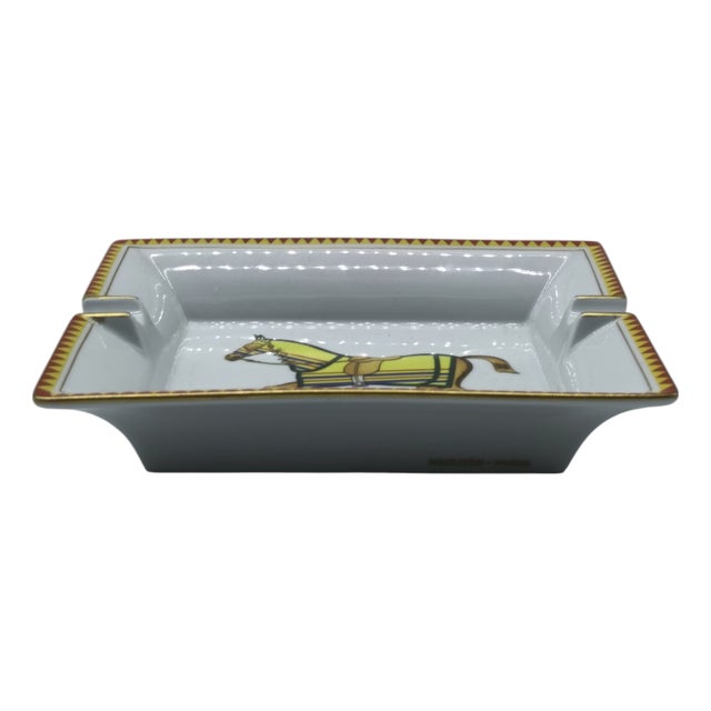 Porcelain Rectangular Ashtray from Hermès, Paris, 1970s For Sale