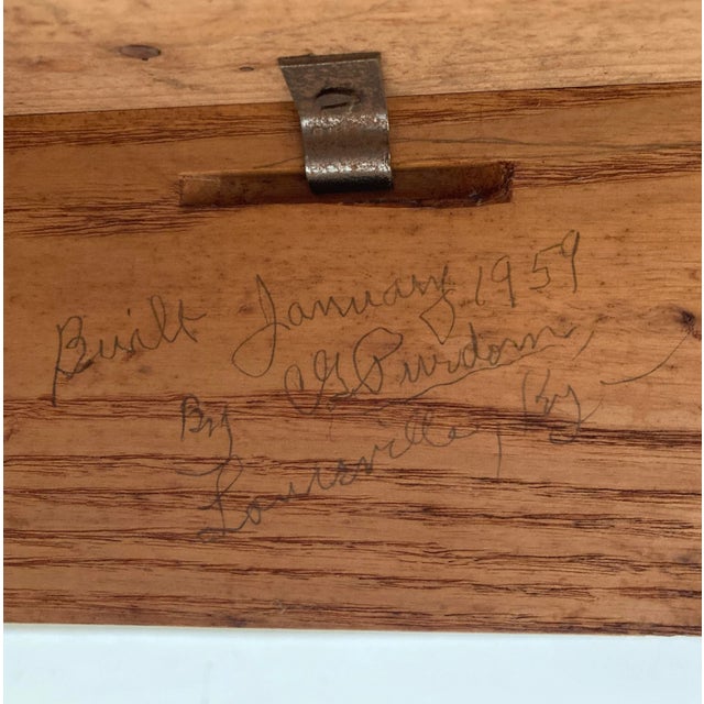 1959 Kentucky-Made Custom Oak Double Drawer Table on Turned Legs For Sale - Image 11 of 13