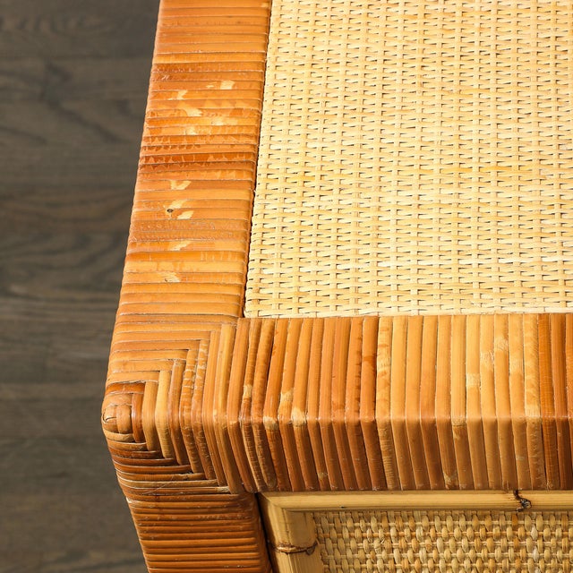 Mid-Century Modernist Rattan & Bamboo Wrapped Desk Signed Bielecky Brothers For Sale - Image 9 of 18