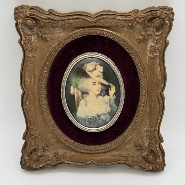 Vintage Cameo Creation Victorian Velvet Framed Lady Portraits - Set of 4 For Sale - Image 4 of 18