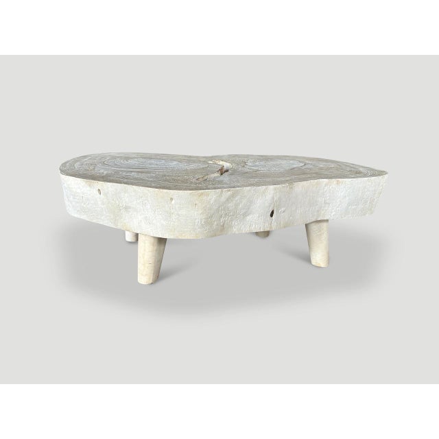 Andrianna Shamaris Amorphous Mid Century Style Bleached Suar Wood Coffee Table For Sale - Image 4 of 6