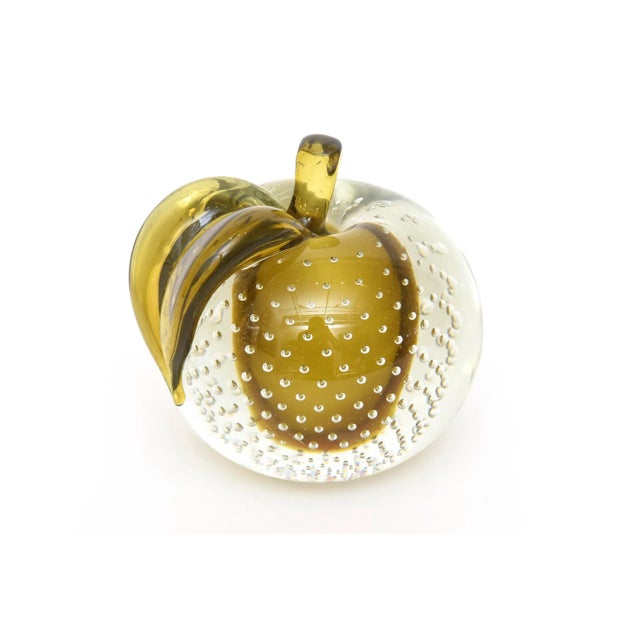 This wonderful hand blown Murano apple glass sculpture object or paperweight has the original label still intact of...
