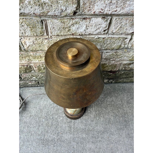 Mid-Century Modern Vintage Brass and Marble Table Lamp For Sale - Image 3 of 12