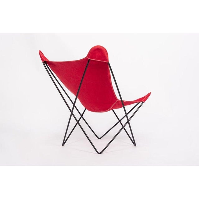 Vintage Mid Century Red Butterfly Canvas and Metal Chair by Knoll, 1970s For Sale In Detroit - Image 6 of 10