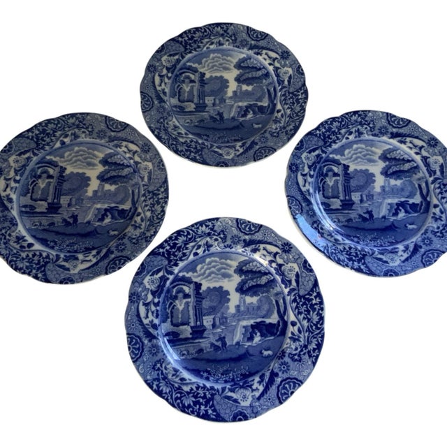Italian Vintage Set of 4 Authentic Spode Blue Italian Bread & Butter Plate England c.1950s For Sale - Image 3 of 6