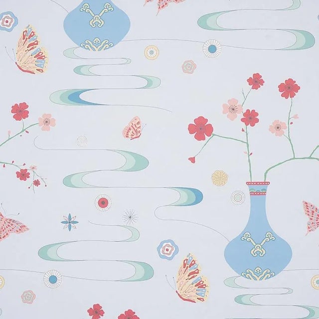 Schumacher Sample - Schumacher X Cristina Buckley Fantasia Wallpaper in Hyacinth Blue For Sale - Image 4 of 4