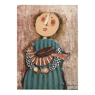 1970s Boulanger Original Lithograph Mourlot Enfant Et Oiseau 3 For Sale