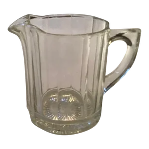 Antique Crystal Glass Heavy Weight Serving Pitcher Early 20th Century Starburst Bottom Substantial Handle