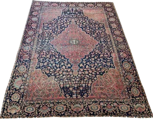 Majestic Navy & Pink Antique Persian Ferehan Sarouk - 9′10″ × 12′11″