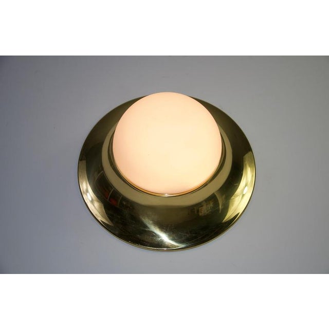 Brass and Opaline Glass Flush Mount by Glashütte Limburg, 1960s For Sale - Image 12 of 14
