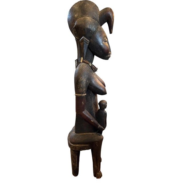 Early 20th Century African Large Fertility Statue of a Mother and Child For Sale - Image 4 of 9