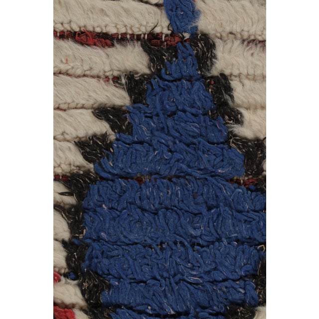 Textile Vintage Midcentury Moroccan Beige Red and Blue Wool Rug For Sale - Image 7 of 9