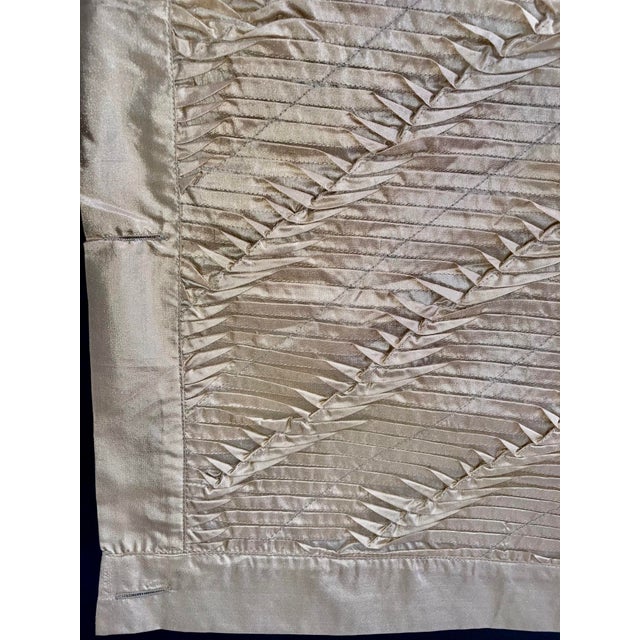 Modern Hand Pleated Tuck Silk Decorative Throw For Sale - Image 4 of 7