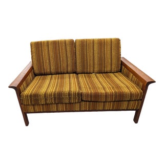 1930s Huber Mid Century Orange Stripe Loveseat For Sale