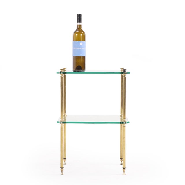 A French Brass and Glass Tiered End Table, C. 1960. For Sale - Image 4 of 6
