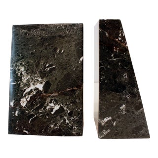 Triangular Black Marble Bookends - a Pair For Sale