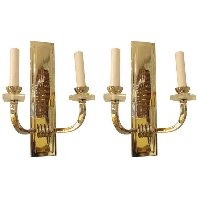 Metal Bespoke Nickel-Plated Two Arms Sconces - a Pair For Sale - Image 7 of 7