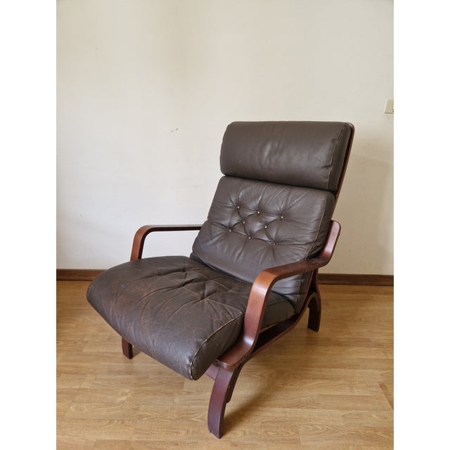 Animal Skin Vintage Scandinavian Lounge Chairs from Meblo, Yugoslavia, 1970s, Set of 2 For Sale - Image 7 of 18