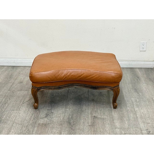 Animal Skin Leather Bergere Style Chair With Ottoman For Sale - Image 7 of 9