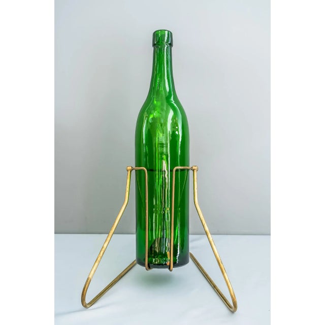 Bottle holder for big 3 liter wine bottles vienna 1950s Brass and bamboo conbination Rare model Attr. to Auböck Original...