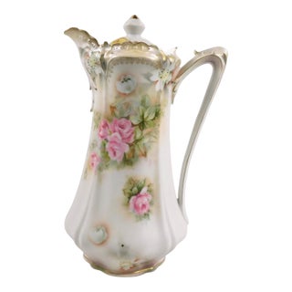 Late 18th Century Reinhold Schlegelmilch Rs Prussia Chocolate Pot With Metallic Accents For Sale