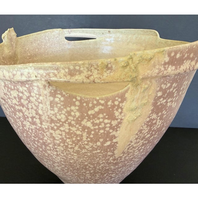 Sally Bowen Prange Signed Edge-Scape Porcelain Vessel With Pink Crystalline Glaze 10.5" For Sale - Image 11 of 14