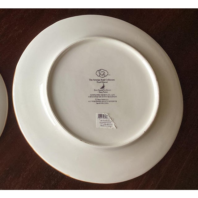 Set of 6 Tracy Porter Hand Painted Floral and Bamboo Dinner Plates From the Artisan Road Collection For Sale - Image 4 of 4
