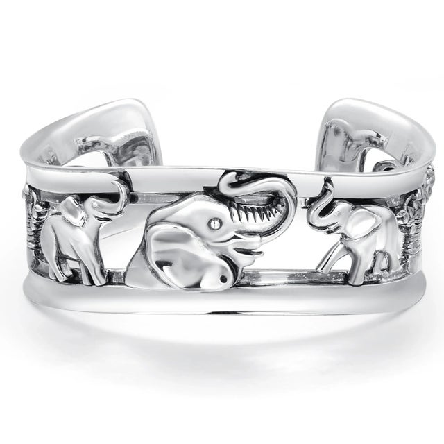 Metal Vintage Kieselstein Cord Sterling Silver Elephant Cuff Bracelet For Sale - Image 7 of 10