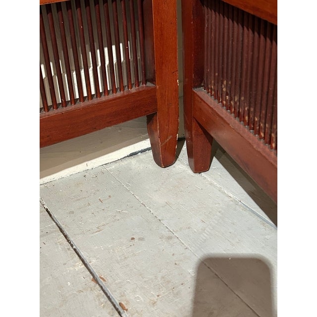 Vintage Mahogany & New Ikat Fabric 3 Panel Screen For Sale - Image 9 of 16