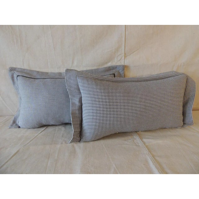 Black and White Hounds-Tooth Lumbar Decorative Pillows From Portugal - A Pair For Sale - Image 4 of 6
