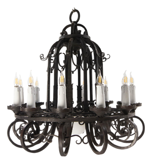Vintage French Chandelier in Wrought Iron, 1920